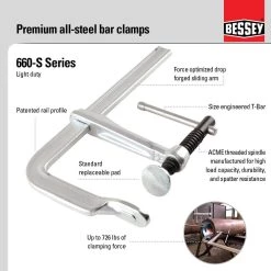 All Steel 12 in. Capacity Light Duty Bar Clamp with 4 in. Throat Depth by BESSEY -Bessey Sales bessey clamps 660 s12 c3 1000