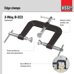 2-1/2 in. Capacity 3-Spindle Drop Forged Edge Clamp with 2-1/2 in. Throat Depth by BESSEY 8 2-1/2 in. Capacity 3-Spindle Drop Forged Edge Clamp with 2-1/2 in. Throat Depth by BESSEY -Bessey Sales bessey clamps b ec3 c3 1000