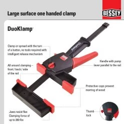 DuoKlamp 24 in. Capacity 1-Handed Clamp and Spreader with 3-1/4 in. Throat Depth by BESSEY -Bessey Sales bessey clamps duo65 8 d4 1000