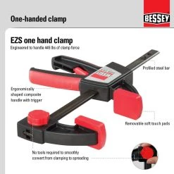 EZS 6 in. Capacity 1-Hand Trigger Clamp with 3-1/2 in. Throat Depth by BESSEY -Bessey Sales bessey clamps ezs15 8 44 1000