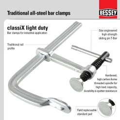 ClassiX International 8 in. Capacity All Steel Clamp with Standard Pad 4 in. Throat Depth by BESSEY -Bessey Sales bessey clamps gs20k 1d 1000