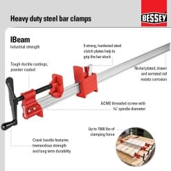 I-Beam 30 in. Capacity Heavy-Duty Industrial Bar Clamp with 2-1/10 in. Throat Depth by BESSEY -Bessey Sales bessey clamps ibeam30 4f 1000
