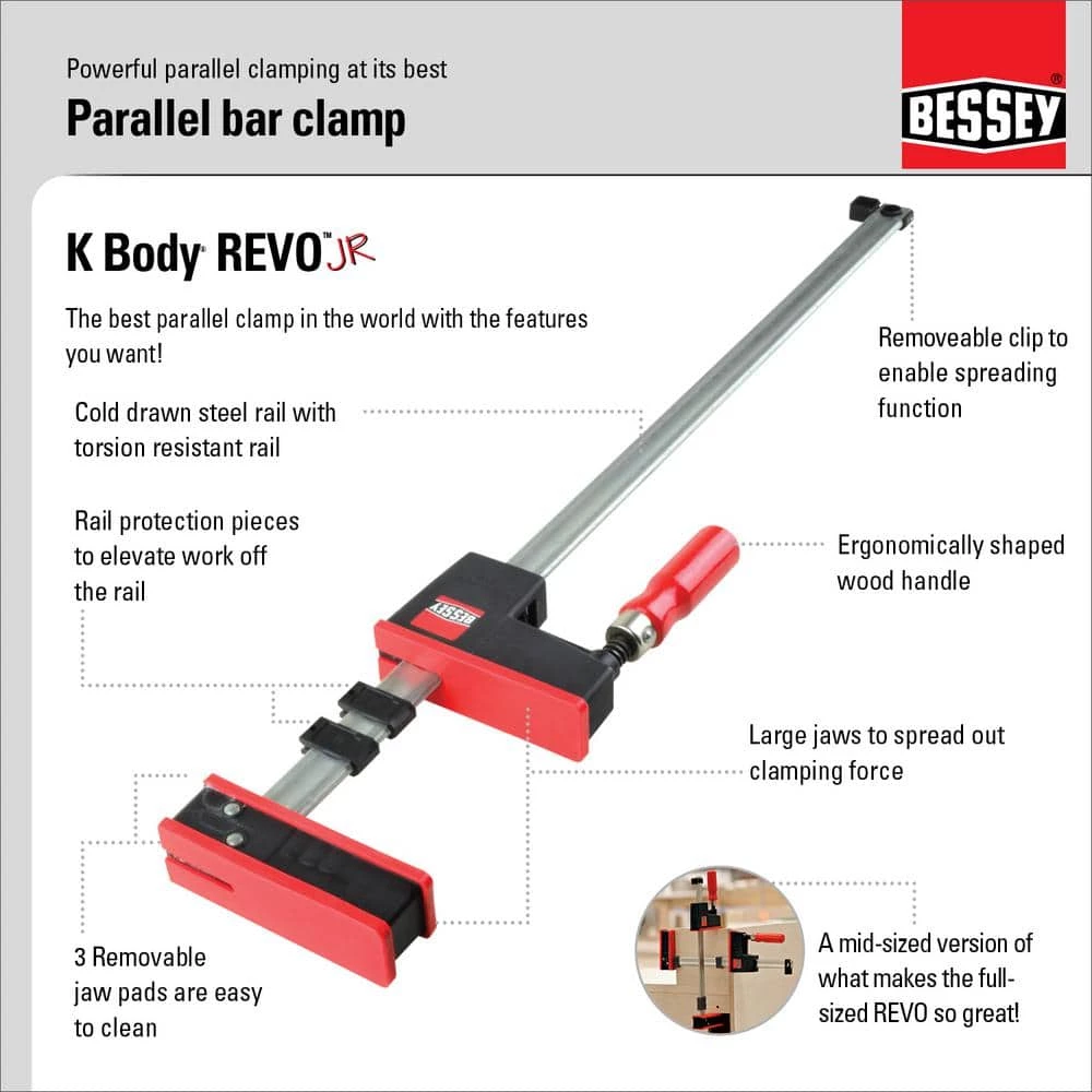 K-Body REVO JR 24 in. Capacity Parallel Clamp with 3-1/4 in. Throat Depth by BESSEY 6 K-Body REVO JR 24 in. Capacity Parallel Clamp with 3-1/4 in. Throat Depth by BESSEY - Image 6