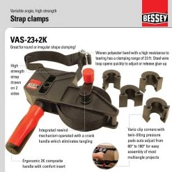 23 ft. Variable Angle Strap Clamp by BESSEY 15 23 ft. Variable Angle Strap Clamp by BESSEY -Bessey Sales bessey clamps vas 23 2k 76 1000