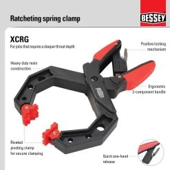 2 in. Capacity Square Jawed Ratcheting Hand Clamp with 2 in. Throat Depth by BESSEY -Bessey Sales bessey clamps xcrg2 4f 1000