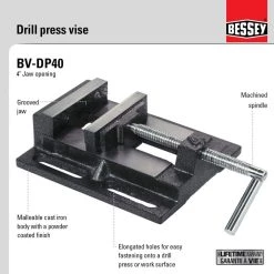 4 in. Drill Press Vise by BESSEY 8 4 in. Drill Press Vise by BESSEY -Bessey Sales bessey vises bv dp40 40 1000