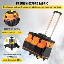 20 in. Rolling Tool Bag 198 lbs. Load Capacity 17-Pockets Bag Oxford Fabric Material with Telescoping Handle by VEVOR -Bessey Sales black vevor portable tool boxes gjbglgjdyc203usvcv0 1f 1000