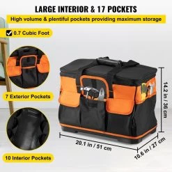 20 in. Rolling Tool Bag 198 lbs. Load Capacity 17-Pockets Bag Oxford Fabric Material with Telescoping Handle by VEVOR -Bessey Sales black vevor portable tool boxes gjbglgjdyc203usvcv0 44 1000