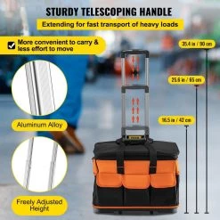 20 in. Rolling Tool Bag 198 lbs. Load Capacity 17-Pockets Bag Oxford Fabric Material with Telescoping Handle by VEVOR -Bessey Sales black vevor portable tool boxes gjbglgjdyc203usvcv0 fa 1000