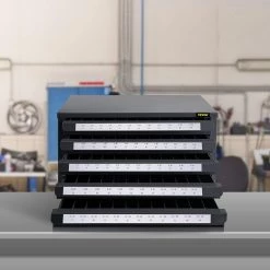 Tap Dispenser Cabinet 5-Drawers Tap Organizer Cabinet Holder 60- Compartment for Machine Screw Sizes #2-56 to #12-28 by VEVOR -Bessey Sales black vevor shelf bins racks 56012 280gnx68itqv0 31 1000