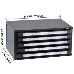 Tap Dispenser Cabinet 5-Drawers Tap Organizer Cabinet Holder 60- Compartment for Machine Screw Sizes #2-56 to #12-28 by VEVOR -Bessey Sales black vevor shelf bins racks 56012 280gnx68itqv0 76 1000