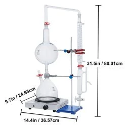 2.11 Qt. Lab Glassware Distillation Kit 24/40 Joints Oil Distiller Electronic Heating Stove for Research Centers by VEVOR -Bessey Sales clear vevor multi tools syzlsbjytl2l00001v1 76 1000