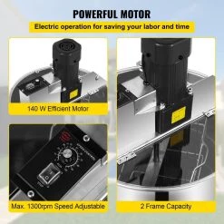 2 Frame Honey Extractor Bee Honey Extractor Electric Honeycomb Spinner Stainless Steel Beekeeping Accessory by VEVOR -Bessey Sales silver vevor multi tools lxxddymj000000001v1 4f 1000