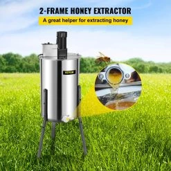 2 Frame Honey Extractor Bee Honey Extractor Electric Honeycomb Spinner Stainless Steel Beekeeping Accessory by VEVOR -Bessey Sales silver vevor multi tools lxxddymj000000001v1 c3 1000