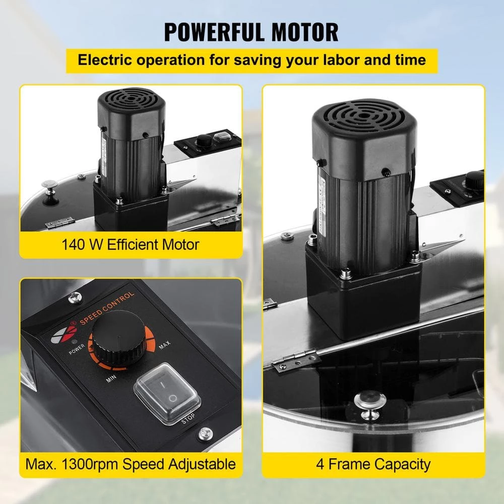 Electric Honey Extractor Separator 4-Frame Bee Extractor Stainless Steel Honeycomb Spinner Apiary Centrifuge Equipment by VEVOR 5 Electric Honey Extractor Separator 4-Frame Bee Extractor Stainless Steel Honeycomb Spinner Apiary Centrifuge Equipment by VEVOR - Image 5