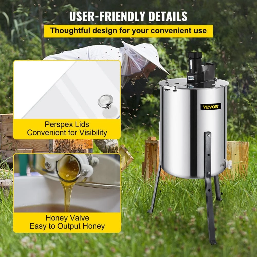 Electric Honey Extractor Separator 4-Frame Bee Extractor Stainless Steel Honeycomb Spinner Apiary Centrifuge Equipment by VEVOR 8 Electric Honey Extractor Separator 4-Frame Bee Extractor Stainless Steel Honeycomb Spinner Apiary Centrifuge Equipment by VEVOR - Image 8