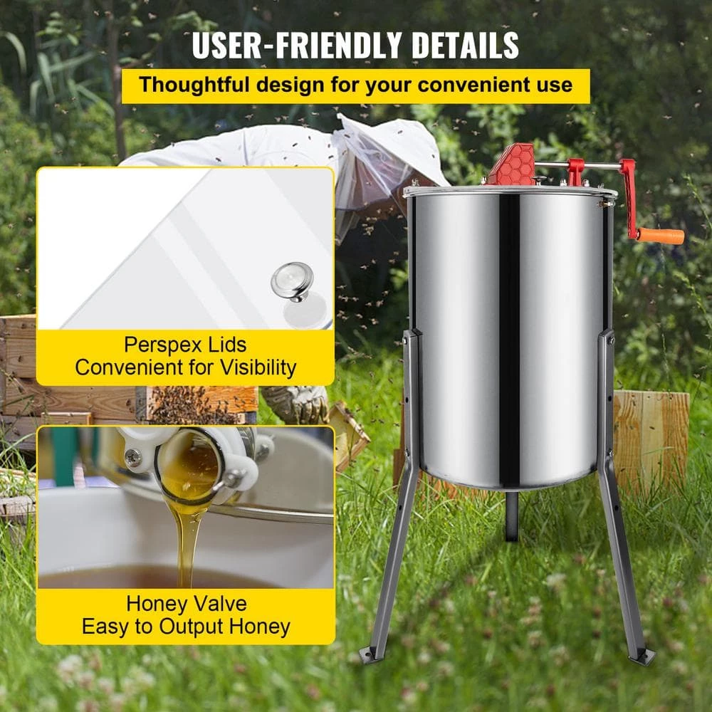4 Frame Manual Honey Extractor Separator Bee Extractor Stainless Steel Honey Extraction Apiary Centrifuge Equipment by VEVOR 6 4 Frame Manual Honey Extractor Separator Bee Extractor Stainless Steel Honey Extraction Apiary Centrifuge Equipment by VEVOR - Image 6