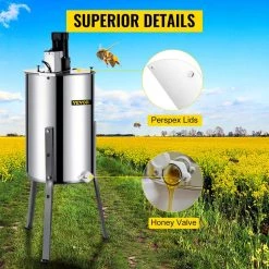 3 Frames Electric Extractor Spinner Bee Honey Extraction Separator Stainless Steel Beekeeping Equipment with Sta by VEVOR -Bessey Sales silver vevor multi tools sxxddymj000000001v1 c3 1000