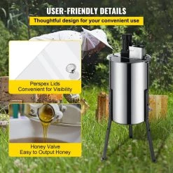 3 Frames Electric Extractor Spinner Bee Honey Extraction Separator Stainless Steel Beekeeping Equipment with Sta by VEVOR -Bessey Sales silver vevor multi tools sxxddymj000000001v1 fa 1000
