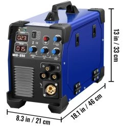 3 in 1 MIG TIG MMA Arc Welder 250 Amp Lift ARC Welding Machine 110/220-Volt with Stick IGBT DC Inverter Digital Display by VEVOR -Bessey Sales vevor multi process welders mighj250shy000001v1 76 1000