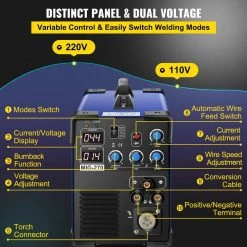 3 in 1 MIG TIG MMA Welder 270 Amp Lift ARC Welding Machine 110-Volt/220-Volt Digital Display Stick IGBT DC Inverter by VEVOR -Bessey Sales vevor multi process welders mighj270shy000001v1 44 1000