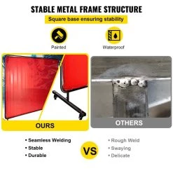 Welding Protection Screen with Frame 8 ft. x 6 ft. Welding Curtain with 4 Wheels Flame-Resistant Portable Light-Proof by VEVOR -Bessey Sales vevor welding accessories gbhjcl6x8dkjhs001v0 1f 1000