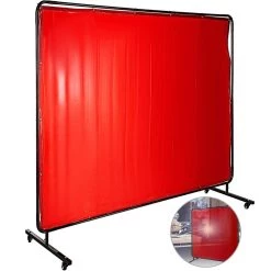 Welding Protection Screen with Frame 8 ft. x 6 ft. Welding Curtain with 4 Wheels Flame-Resistant Portable Light-Proof by VEVOR