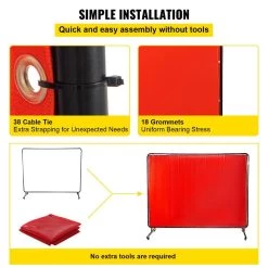 Welding Protection Screen with Frame 8 ft. x 6 ft. Welding Curtain with 4 Wheels Flame-Resistant Portable Light-Proof by VEVOR -Bessey Sales vevor welding accessories gbhjcl6x8dkjhs001v0 fa 1000