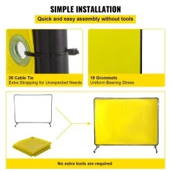 8 ft. x 6 ft. Welding Protection Screen w/Frame Welding Curtain w/4 Wheel Flame-Resistant Vinyl Light-Proof in Yellow by VEVOR -Bessey Sales vevor welding accessories gbhjcl6x8dkjyl001v0 fa 1000