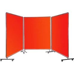 Welding Screen 6 ft. x 6 ft. 3 Panel Welding Curtain Flame Retardant with Frame and Wheels adjustable Size, Red by VEVOR