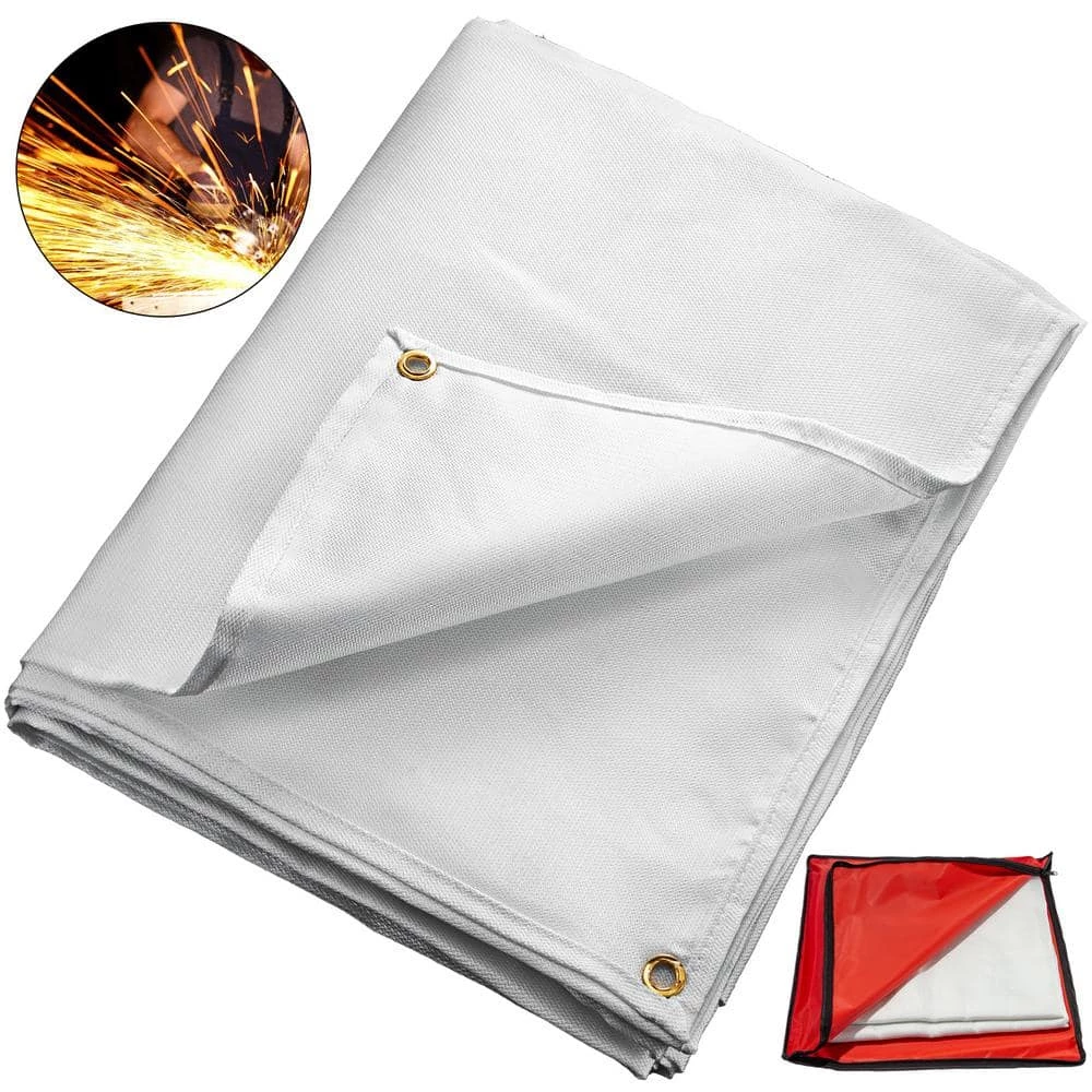 Welding Blanket 8 ft. x 10 ft. Portable Fire Retardant Mat Fiberglass with Carry Bag, White by VEVOR 1 Welding Blanket 8 ft. x 10 ft. Portable Fire Retardant Mat Fiberglass with Carry Bag, White by VEVOR