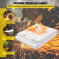 2PCS 6 ft. x 10 ft. Emergency Fire Blanket Fiberglass Heat Resists 1022°F Welding Blanket Mat with Carry Bag, White by VEVOR -Bessey Sales vevor welding accessories htbsjbdd6x102nl8sv0 4f 1000