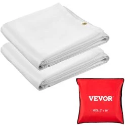 2PCS 6 ft. x 10 ft. Emergency Fire Blanket Fiberglass Heat Resists 1022°F Welding Blanket Mat with Carry Bag, White by VEVOR