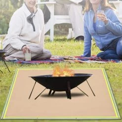 Emergency Fire Pit Mat 67 in. x 60 in. Welding Blanket 1022°F Fiberglass with 10 Steel Grommets for BBQ Oven Stove by VEVOR -Bessey Sales vevor welding accessories hthsbddw67x60n6udv0 31 1000