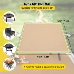 Emergency Fire Pit Mat 67 in. x 60 in. Welding Blanket 1022°F Fiberglass with 10 Steel Grommets for BBQ Oven Stove by VEVOR -Bessey Sales vevor welding accessories hthsbddw67x60n6udv0 4f 1000