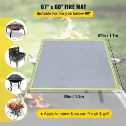 Square Fire Pit Mat 67 in. x 60 in. Fireproof Mat 1022°F with 10 Stainless-Steel Grommets and 6 Silver Screws, Gray by VEVOR -Bessey Sales vevor welding accessories hthsbddw67x60xuv3v0 4f 1000