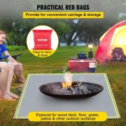 Square Fire Pit Mat 67 in. x 60 in. Fireproof Mat 1022°F with 10 Stainless-Steel Grommets and 6 Silver Screws, Gray by VEVOR -Bessey Sales vevor welding accessories hthsbddw67x60xuv3v0 fa 1000