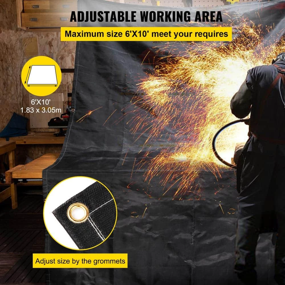 2PCS 6 ft. x 10 ft. Emergency Fire Blanket Fiberglass Heat Resists 1022°F Welding Mat with Carry Bag, Black by VEVOR 4 2PCS 6 ft. x 10 ft. Emergency Fire Blanket Fiberglass Heat Resists 1022°F Welding Mat with Carry Bag, Black by VEVOR - Image 4