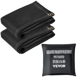 2PCS 6 ft. x 10 ft. Emergency Fire Blanket Fiberglass Heat Resists 1022°F Welding Mat with Carry Bag, Black by VEVOR