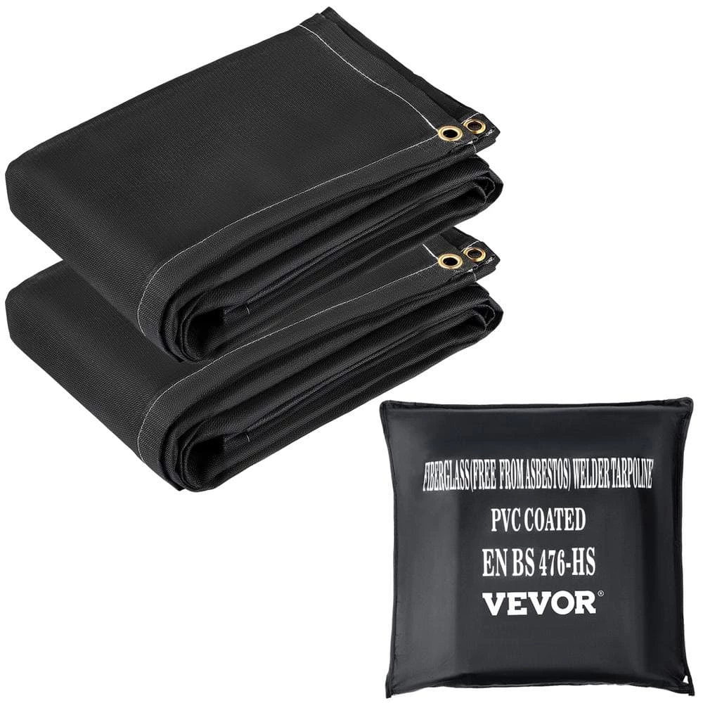2PCS 6 ft. x 10 ft. Emergency Fire Blanket Fiberglass Heat Resists 1022°F Welding Mat with Carry Bag, Black by VEVOR 1 2PCS 6 ft. x 10 ft. Emergency Fire Blanket Fiberglass Heat Resists 1022°F Welding Mat with Carry Bag, Black by VEVOR