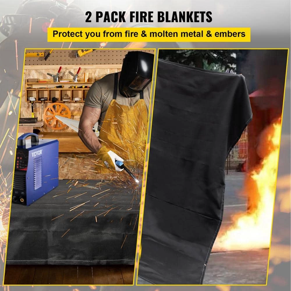 2PCS 6 ft. x 10 ft. Emergency Fire Blanket Fiberglass Heat Resists 1022°F Welding Mat with Carry Bag, Black by VEVOR 2 2PCS 6 ft. x 10 ft. Emergency Fire Blanket Fiberglass Heat Resists 1022°F Welding Mat with Carry Bag, Black by VEVOR - Image 2