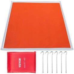 Square Fire Pit Mat 67 in. x 60 in. Fireproof Mat 1022°F with 10 Grommets and 6 Silver Hooks, Red by VEVOR