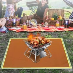 Emergency Fire Pit Mat 67 in. x 60 in. Fireproof Welding Blanket 3.3 lbs. 1022°F with 10 Grommets and 6 Silver Hooks by VEVOR -Bessey Sales vevor welding accessories htzsbddw67x60qc2dv0 31 1000