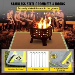 Emergency Fire Pit Mat 67 in. x 60 in. Fireproof Welding Blanket 3.3 lbs. 1022°F with 10 Grommets and 6 Silver Hooks by VEVOR -Bessey Sales vevor welding accessories htzsbddw67x60qc2dv0 44 1000