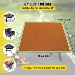 Emergency Fire Pit Mat 67 in. x 60 in. Fireproof Welding Blanket 3.3 lbs. 1022°F with 10 Grommets and 6 Silver Hooks by VEVOR -Bessey Sales vevor welding accessories htzsbddw67x60qc2dv0 4f 1000
