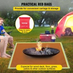 Emergency Fire Pit Mat 67 in. x 60 in. Fireproof Welding Blanket 3.3 lbs. 1022°F with 10 Grommets and 6 Silver Hooks by VEVOR -Bessey Sales vevor welding accessories htzsbddw67x60qc2dv0 fa 1000