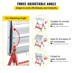 Welding Table 30 in. x 20 in. Portable Welding Sawhorse Bench 3x1.1 in. Slots Steel with Casters Retractable Guide Rails by VEVOR -Bessey Sales vevor welding kits hjt3020yc00000001v0 1f 1000