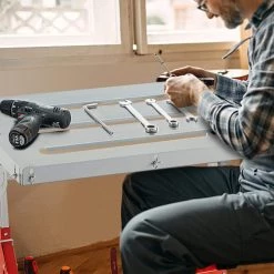 Welding Table 30 in. x 20 in. Portable Welding Sawhorse Bench 3x1.1 in. Slots Steel with Casters Retractable Guide Rails by VEVOR -Bessey Sales vevor welding kits hjt3020yc00000001v0 31 1000