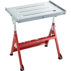 Welding Table 30 in. x 20 in. Portable Welding Sawhorse Bench 3x1.1 in. Slots Steel with Casters Retractable Guide Rails by VEVOR