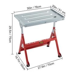 Welding Table 30 in. x 20 in. Portable Welding Sawhorse Bench 3x1.1 in. Slots Steel with Casters Retractable Guide Rails by VEVOR -Bessey Sales vevor welding kits hjt3020yc00000001v0 76 1000